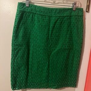 Talbots Green Eyelet Pencil Skirt - Petite 8P